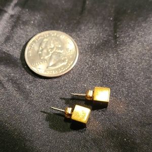 Vintage Gold-tone Cube Earrings